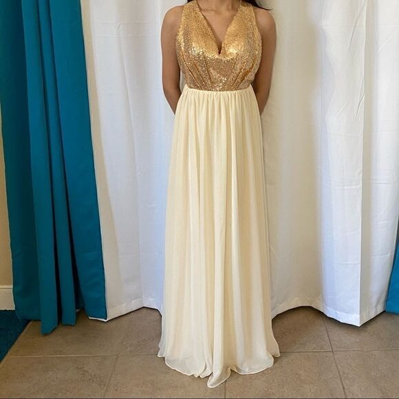 Sarah Bridal beautiful cream & gold gown - Picture 2 of 5